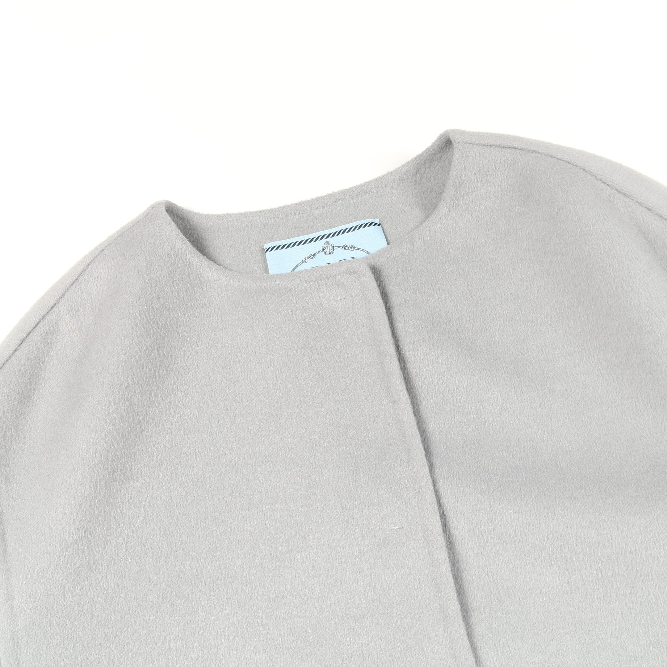 コート ノーカラー ウール アンゴラ カシゴラ グレー プラダ – RECLO