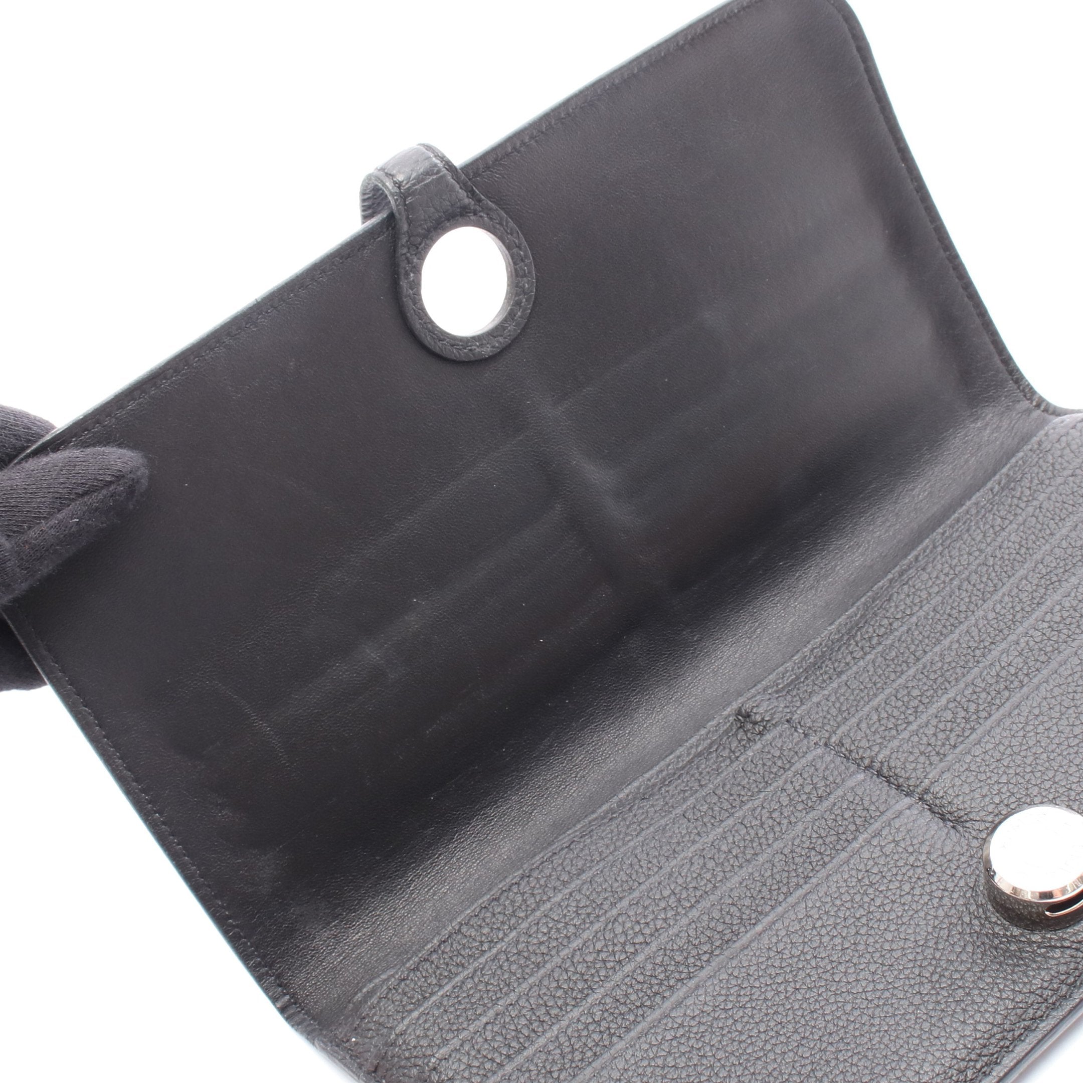 ドゴンロング 二つ折り長財布 トゴ ブラック シルバー金具 X刻印