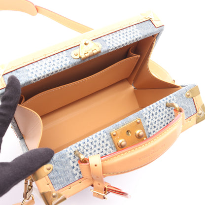 ハンドル トランク ダミエデニム3D ハンドバッグ デニム レザー ブルー 2WAY バッグ LOUIS VUITTON