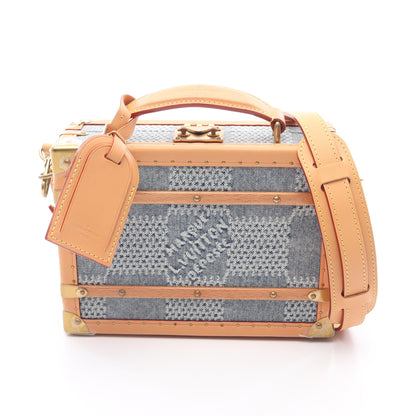 ハンドル トランク ダミエデニム3D ハンドバッグ デニム レザー ブルー 2WAY バッグ LOUIS VUITTON