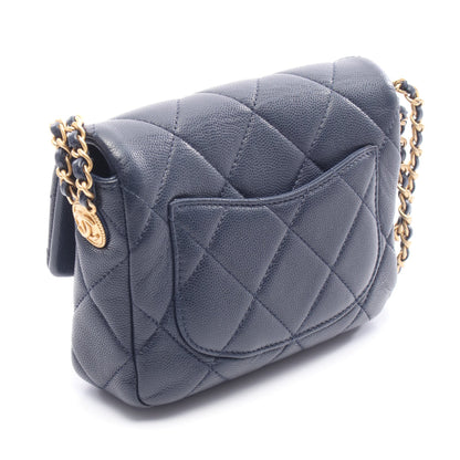 マトラッセ ミニ チェーンショルダーバッグ キャビアスキン ネイビー ゴールド金具 シャネル バッグ CHANEL