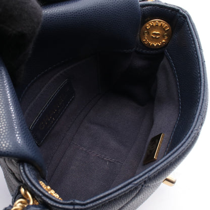 マトラッセ ミニ チェーンショルダーバッグ キャビアスキン ネイビー ゴールド金具 シャネル バッグ CHANEL