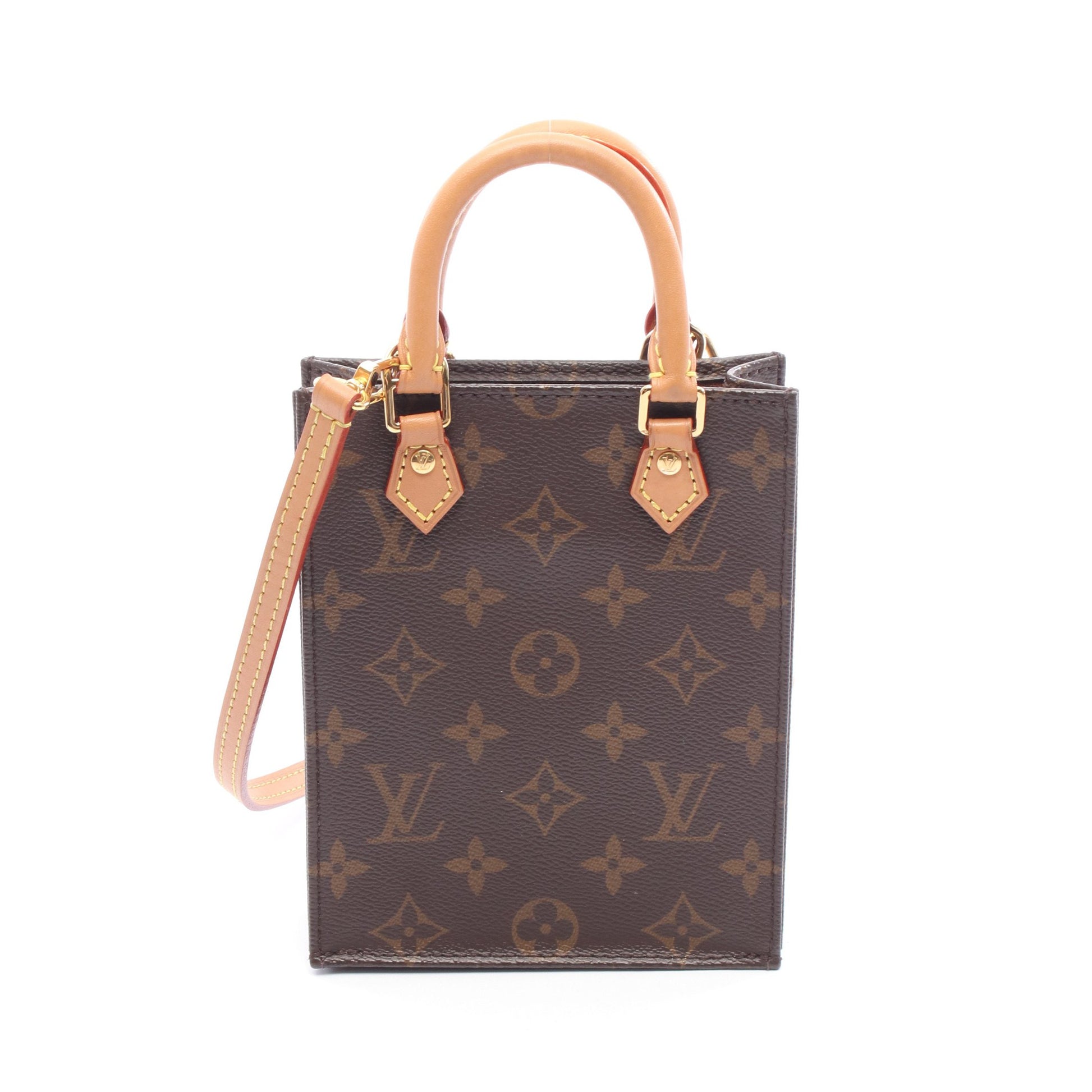 プティット サックプラ モノグラム ハンドバッグ PVC レザー ブラウン 2WAY ルイヴィトン バッグ LOUIS VUITTON
