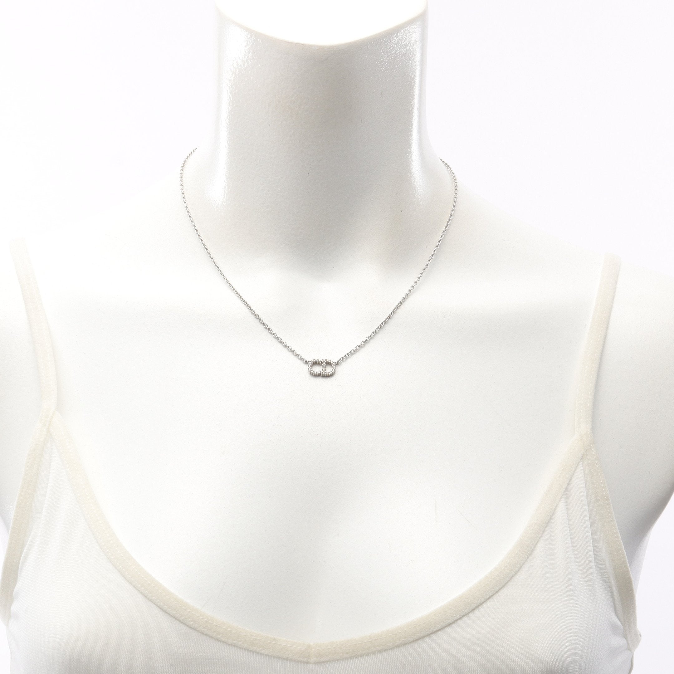 CDロゴ ネックレス ラインストーン シルバー クリア ディオール – RECLO