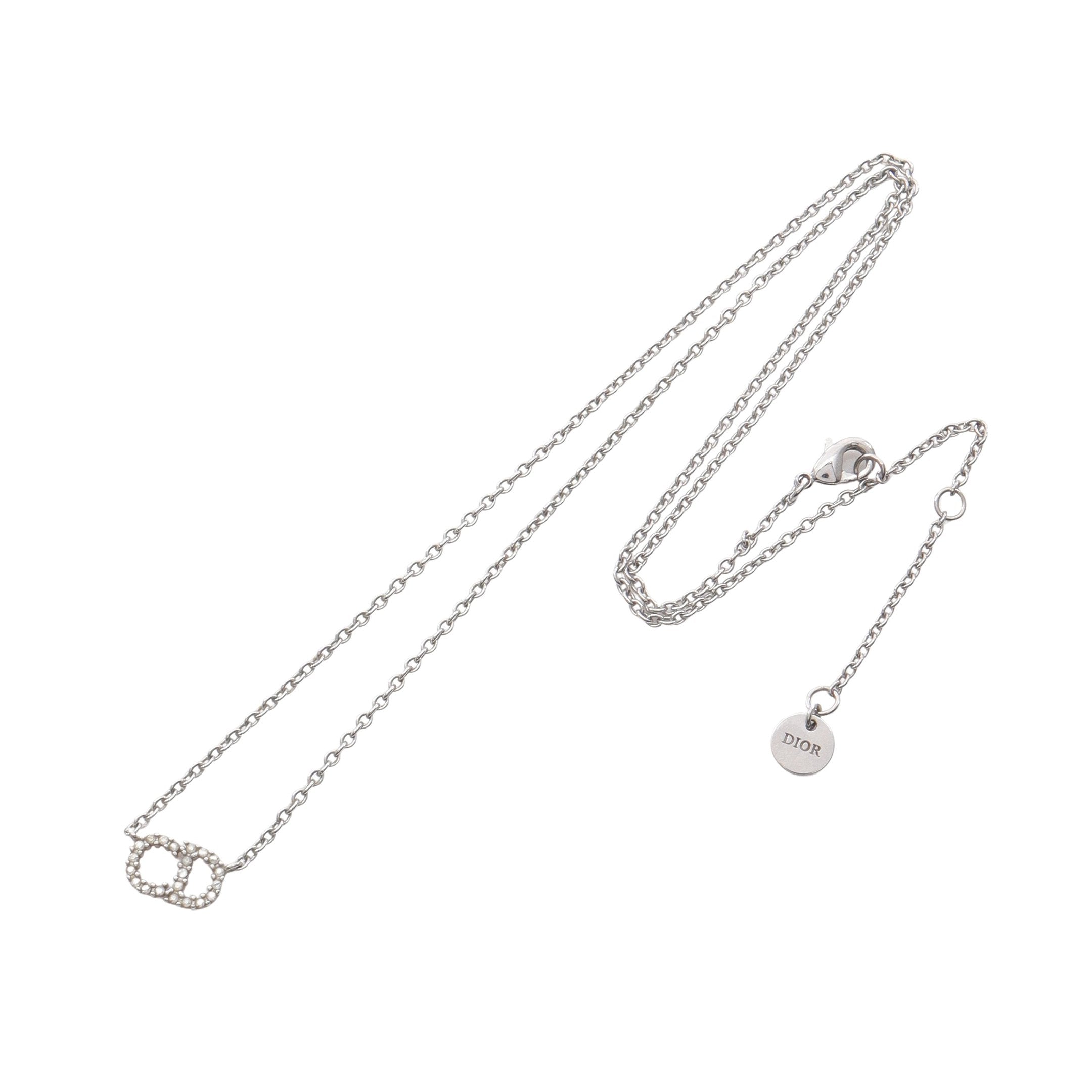 CDロゴ ネックレス ラインストーン シルバー クリア ディオール – RECLO