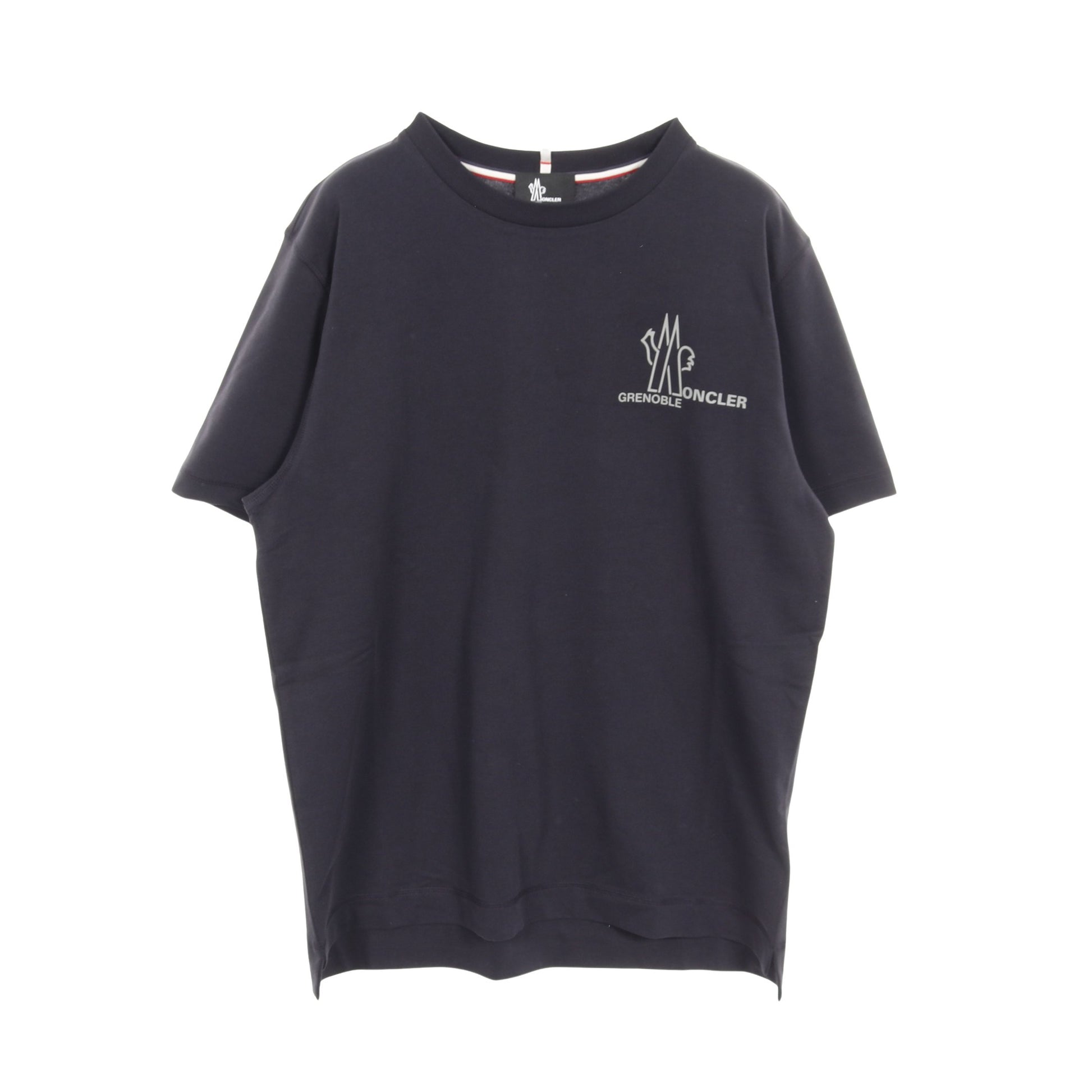 Tシャツ クルーネック 半袖 ラバーロゴ コットン ダークネイビー モンクレールグルノーブル トップス MONCLER GRENOBLE
