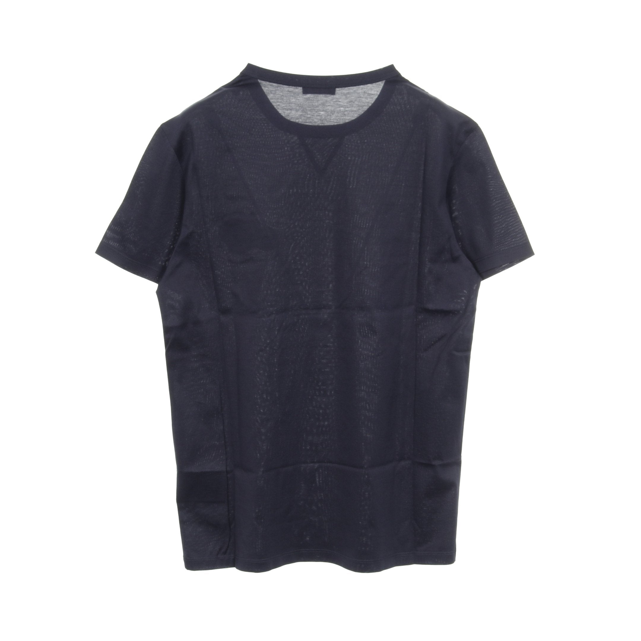 Tシャツ クルーネック 半袖 ダブルロゴ ワッペン コットン ネイビー