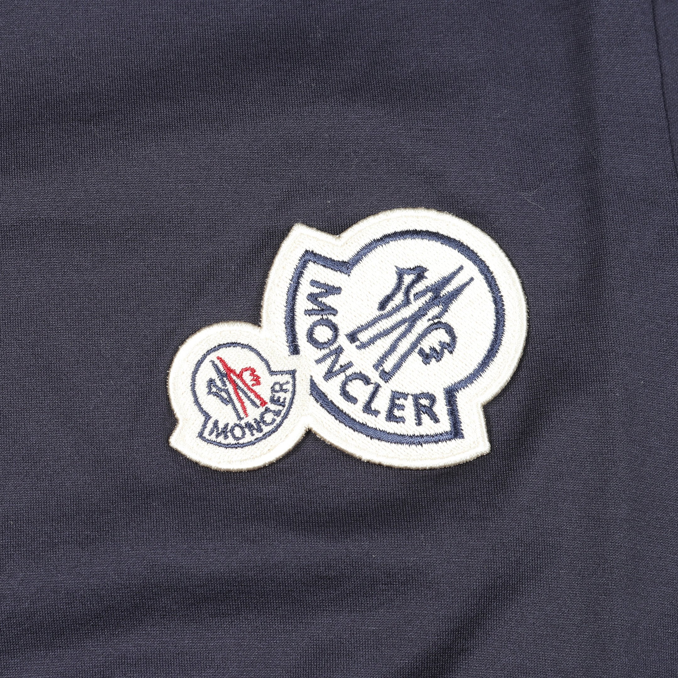Tシャツ クルーネック 半袖 ダブルロゴ ワッペン コットン ネイビー