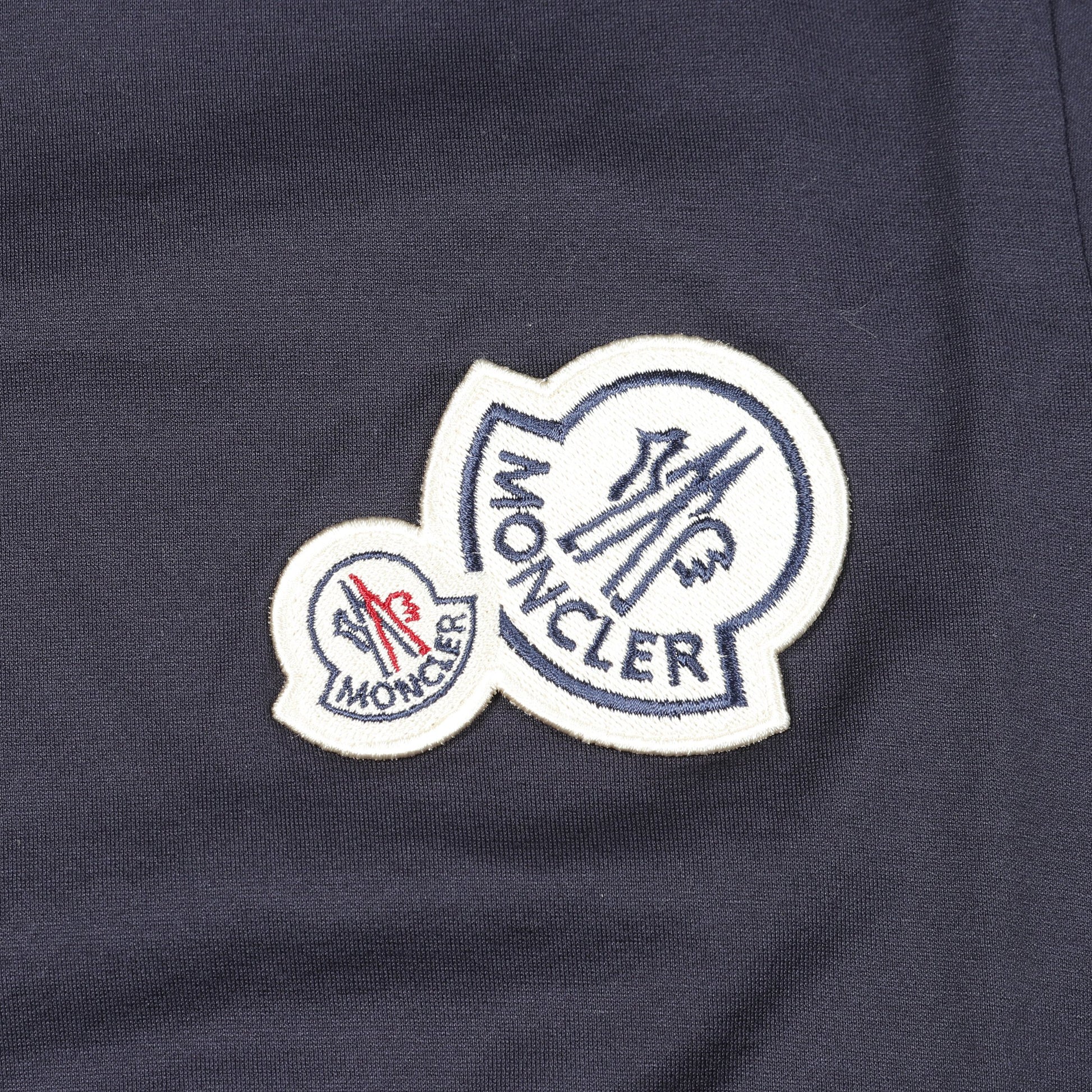 Tシャツ クルーネック 半袖 ダブルロゴ ワッペン コットン ネイビー モンクレール トップス MONCLER