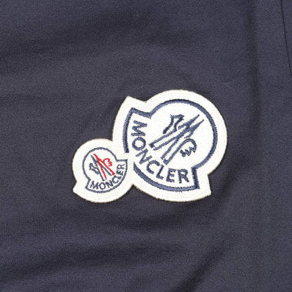 Tシャツ クルーネック 半袖 ダブルロゴ ワッペン コットン ネイビー モンクレール トップス MONCLER