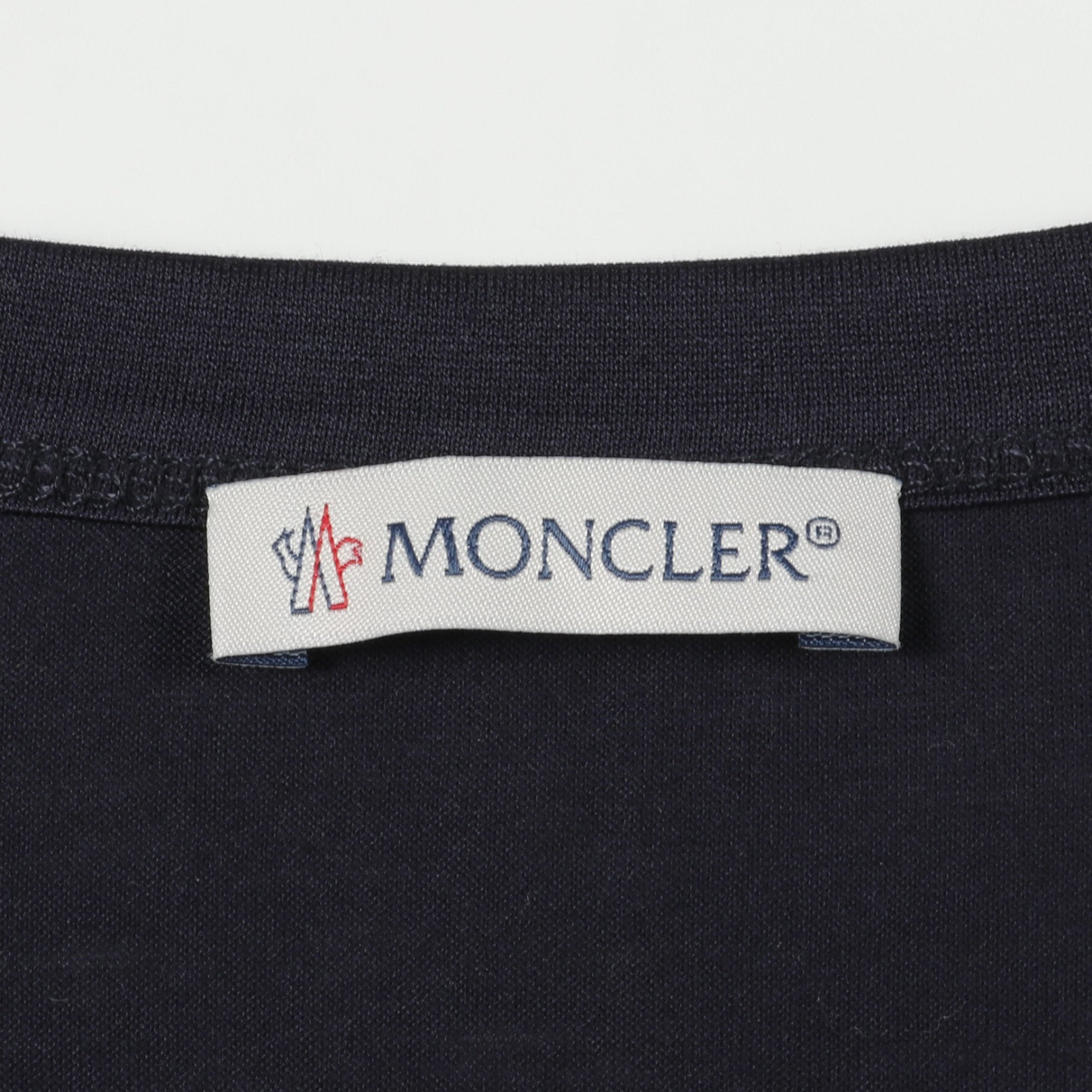Tシャツ クルーネック 半袖 ダブルロゴ ワッペン コットン ネイビー