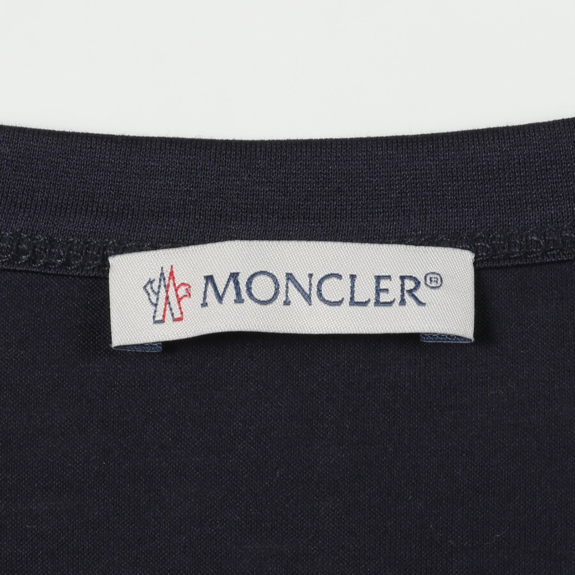 Tシャツ クルーネック 半袖 ダブルロゴ ワッペン コットン ネイビー モンクレール トップス MONCLER