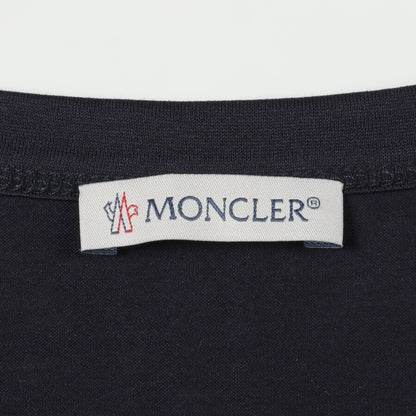 Tシャツ クルーネック 半袖 ダブルロゴ ワッペン コットン ネイビー モンクレール トップス MONCLER