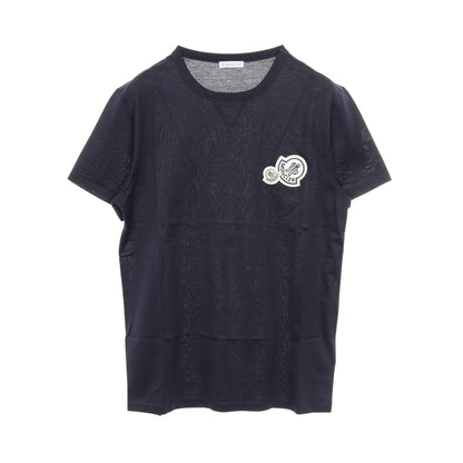Tシャツ クルーネック 半袖 ダブルロゴ ワッペン コットン ネイビー モンクレール トップス MONCLER