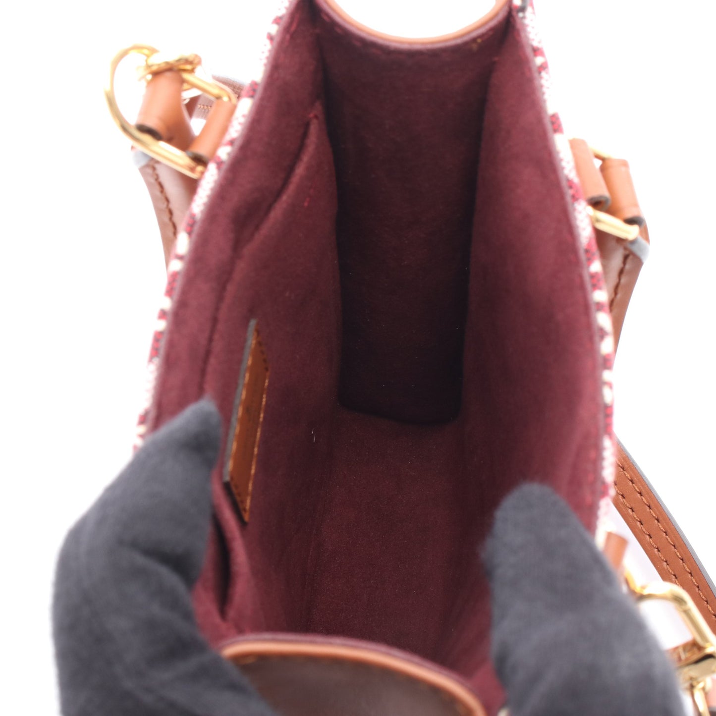 プティット サックプラ モノグラムジャカード Since 1854 ハンドバッグ キャンバス レザー ボルドー ブラウン 2WAY バッグ LOUIS VUITTON