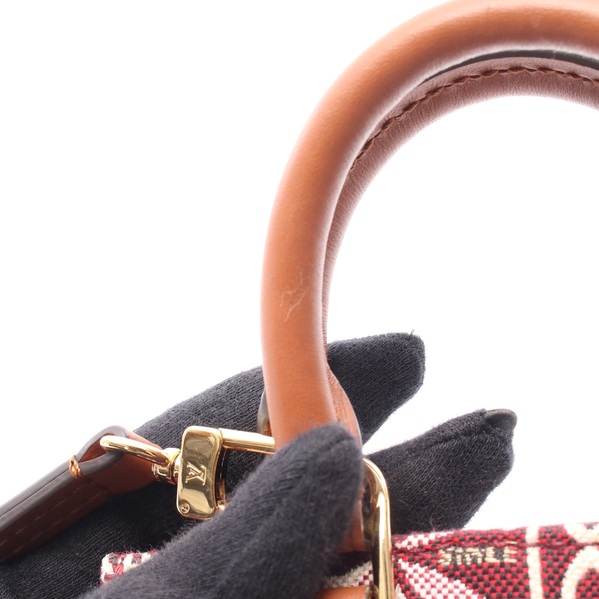 プティット サックプラ モノグラムジャカード Since 1854 ハンドバッグ キャンバス レザー ボルドー ブラウン 2WAY バッグ LOUIS VUITTON