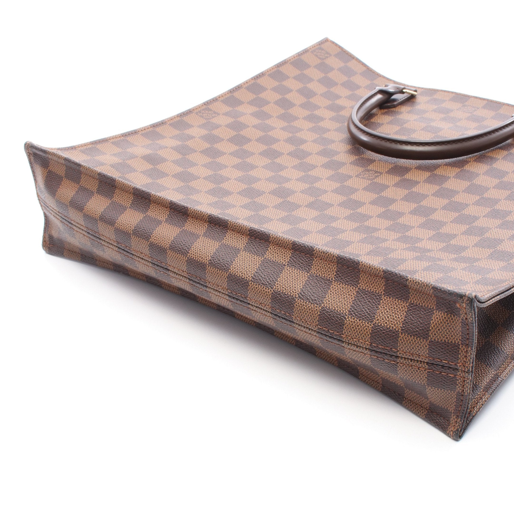 サックプラ ダミエエベヌ ハンドバッグ トートバッグ PVC レザー