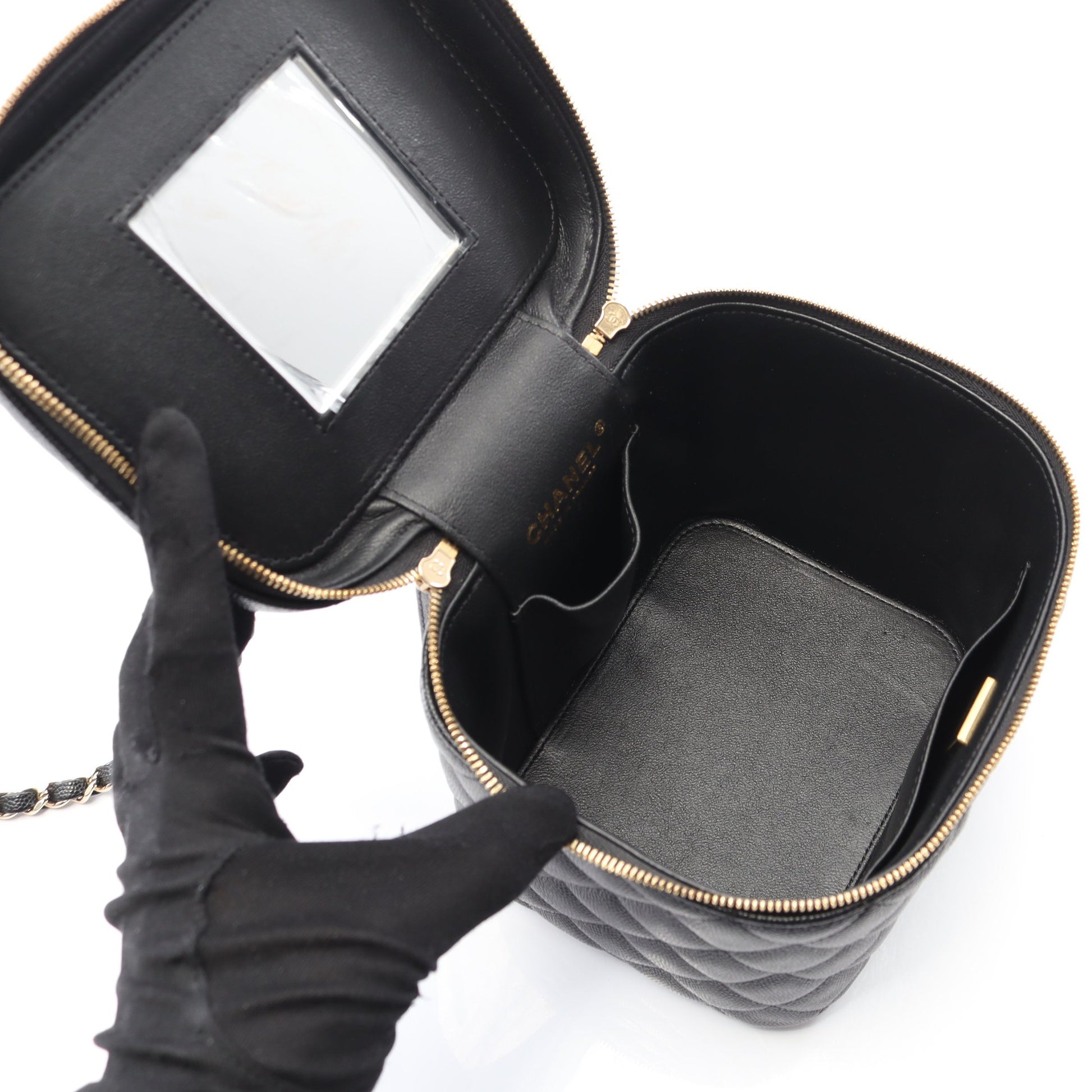 マトラッセ チェーンショルダーバッグ キャビアスキン ブラック ゴールド金具 2WAY シャネル バッグ CHANEL