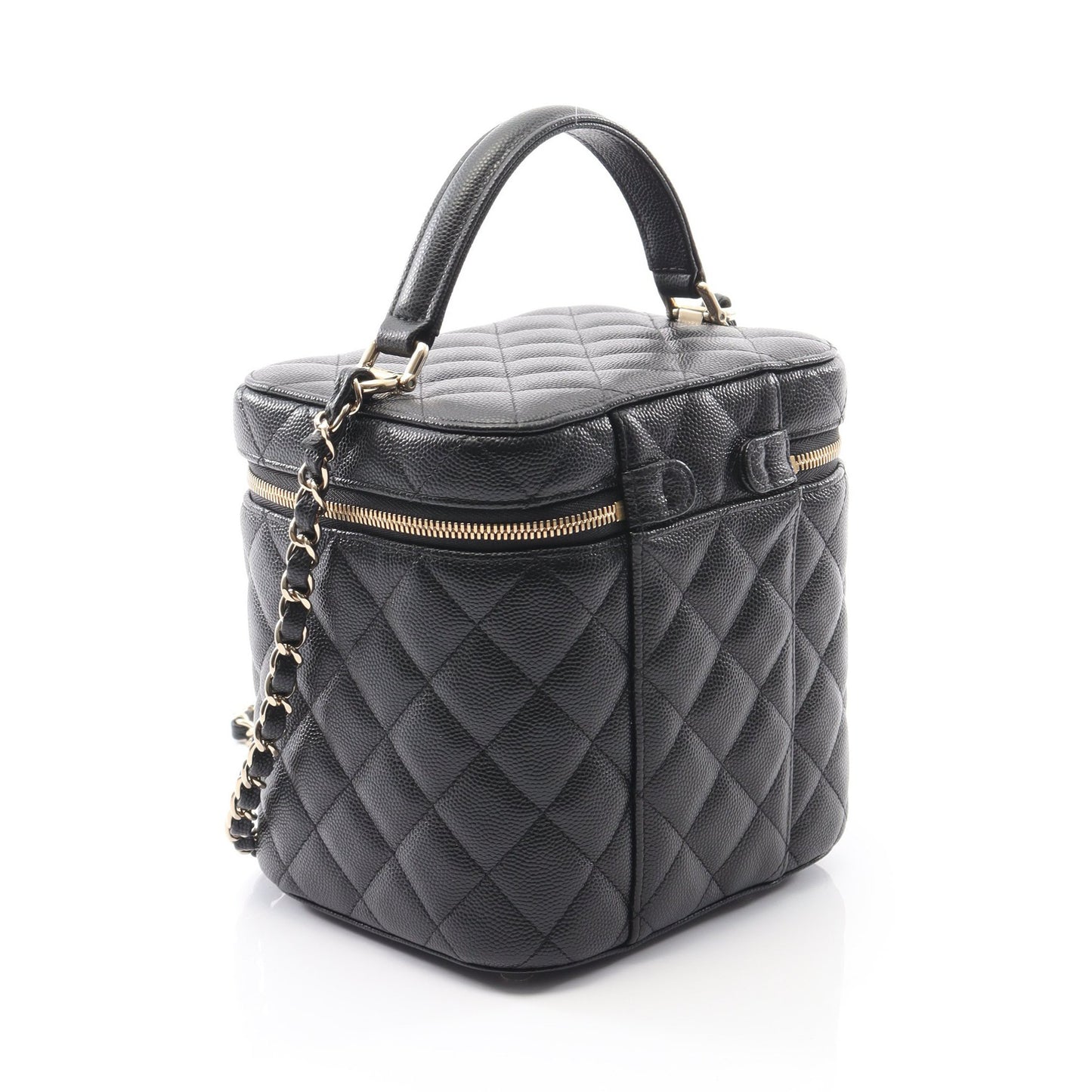 マトラッセ チェーンショルダーバッグ キャビアスキン ブラック ゴールド金具 2WAY シャネル バッグ CHANEL