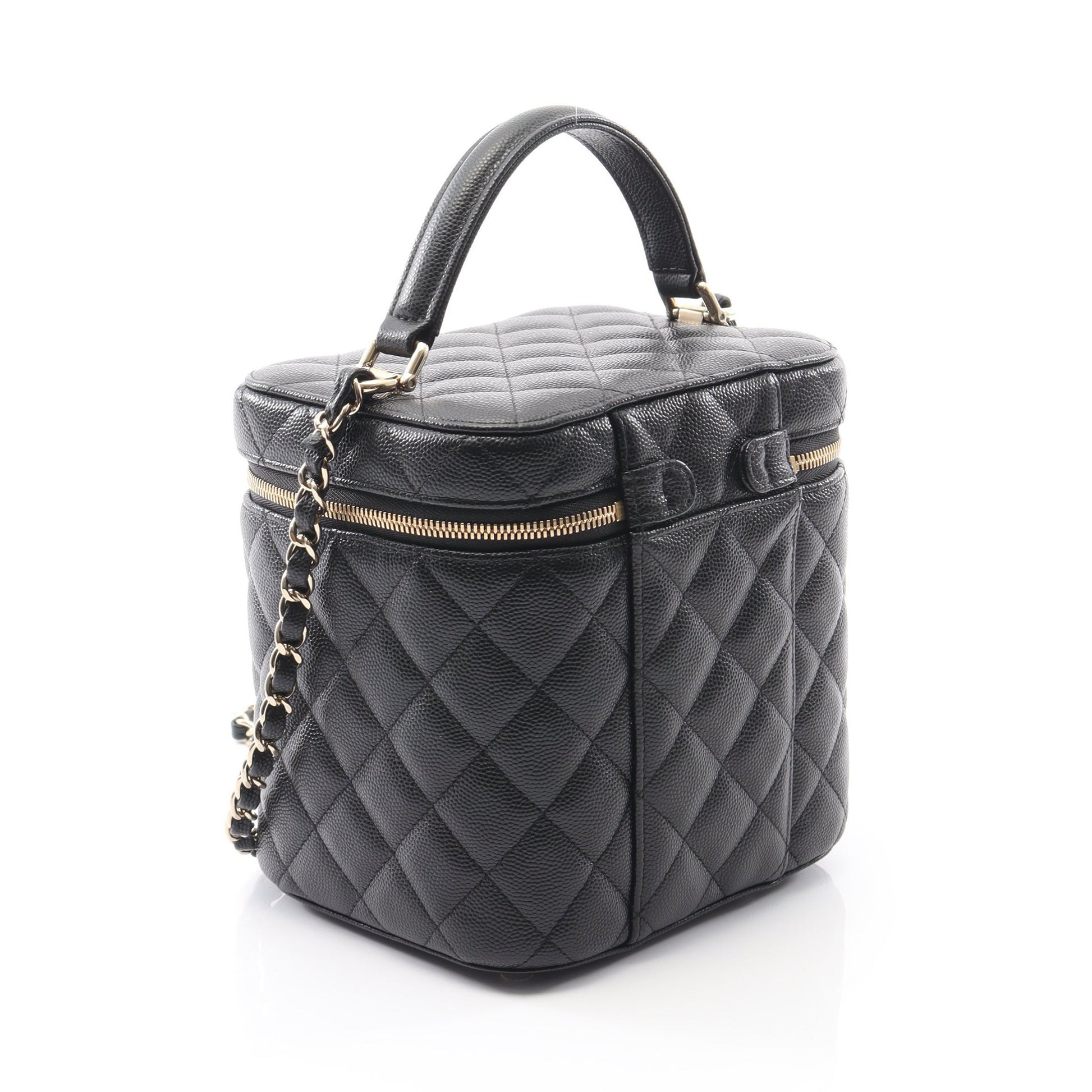 マトラッセ チェーンショルダーバッグ キャビアスキン ブラック ゴールド金具 2WAY シャネル バッグ CHANEL