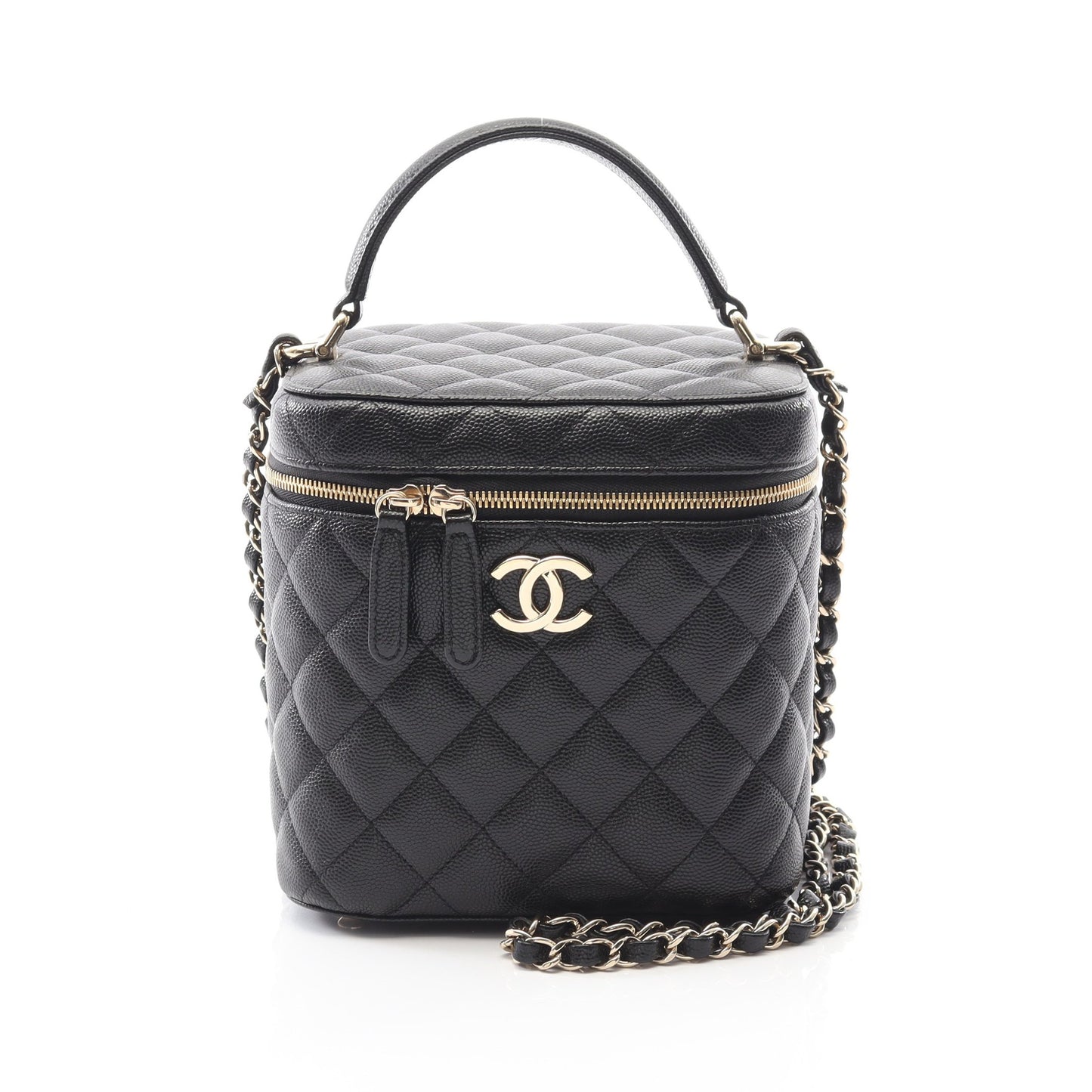 マトラッセ チェーンショルダーバッグ キャビアスキン ブラック ゴールド金具 2WAY シャネル バッグ CHANEL