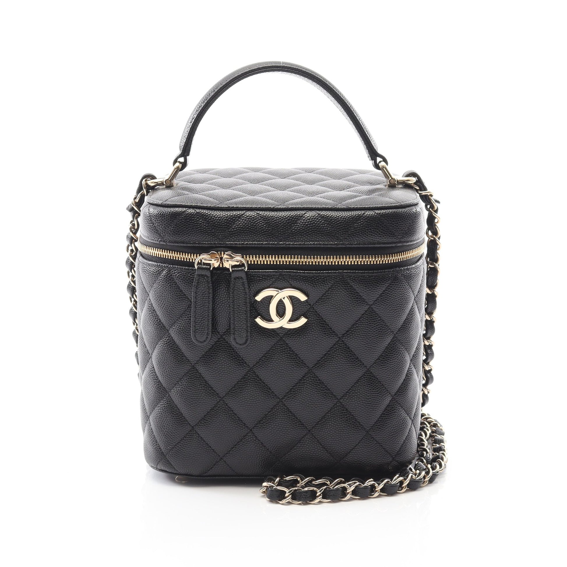 マトラッセ チェーンショルダーバッグ キャビアスキン ブラック ゴールド金具 2WAY シャネル バッグ CHANEL