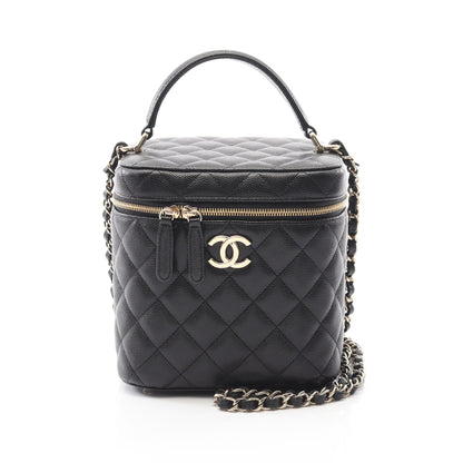 マトラッセ チェーンショルダーバッグ キャビアスキン ブラック ゴールド金具 2WAY シャネル バッグ CHANEL
