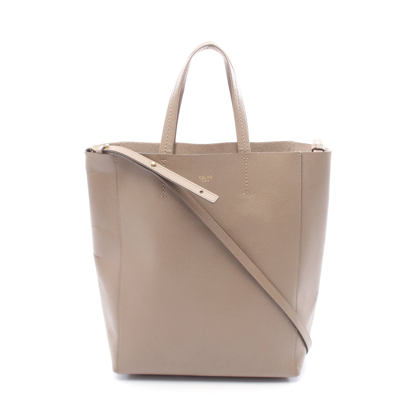 バーティカル スモール カバ ハンドバッグ トートバッグ レザー グレーブラウン 2WAY セリーヌ バッグ CELINE