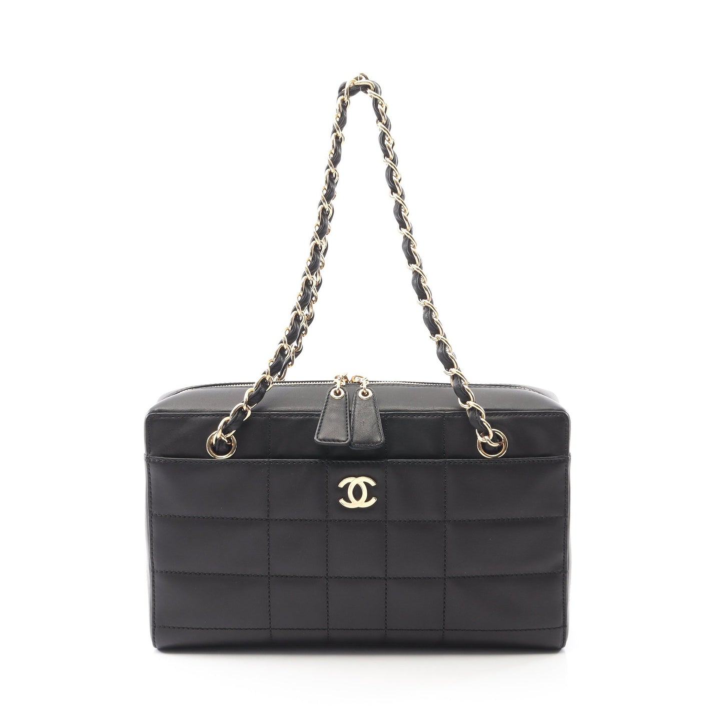 チョコバー チェーンショルダーバッグ レザー ブラック ゴールド金具 シャネル バッグ CHANEL