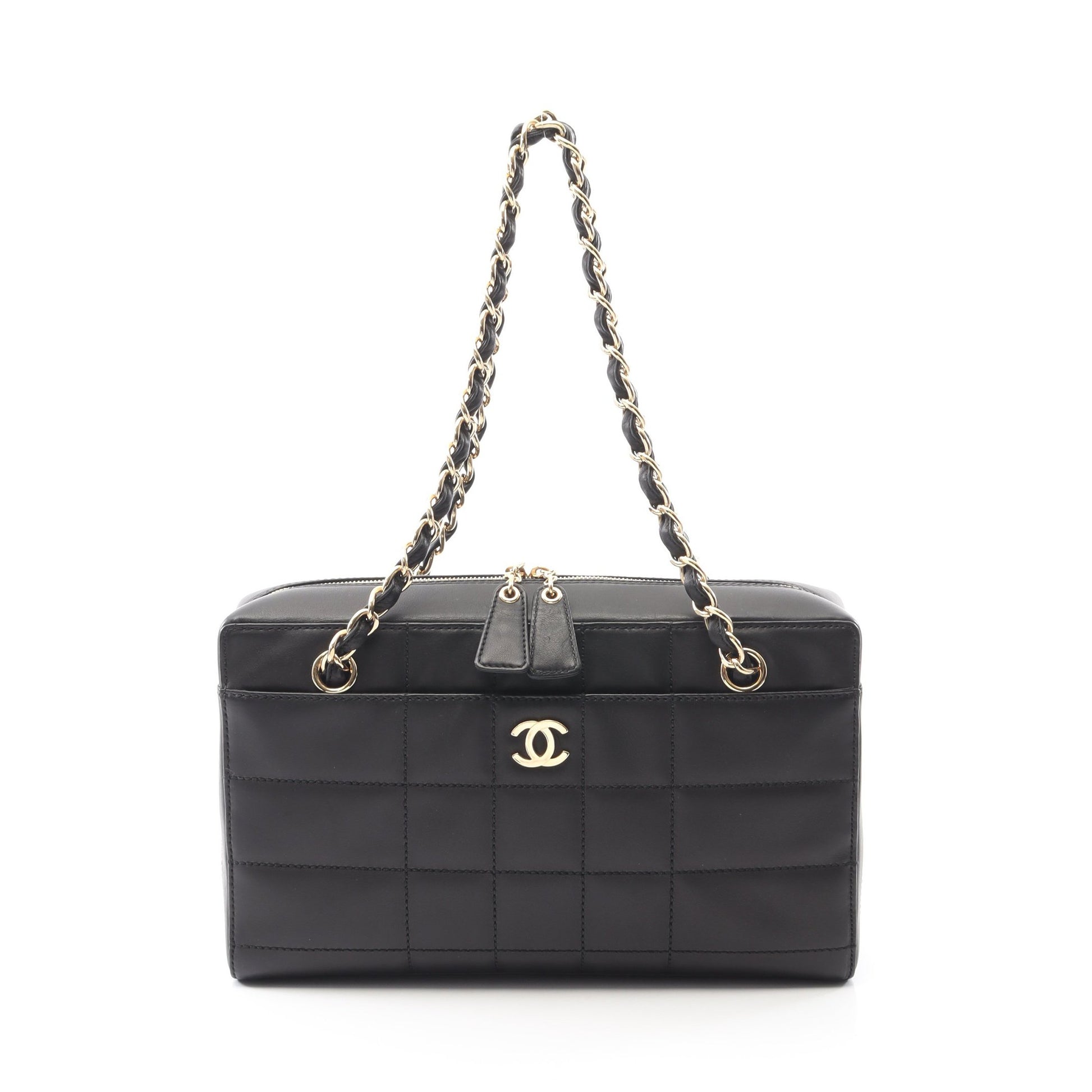 チョコバー チェーンショルダーバッグ レザー ブラック ゴールド金具 シャネル バッグ CHANEL
