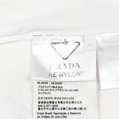 Re-Nylon トライアングルロゴプレート Tシャツ クルーネック コットン ホワイト プラダ トップス PRADA