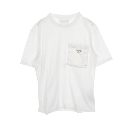 Re-Nylon トライアングルロゴプレート Tシャツ クルーネック コットン ホワイト プラダ トップス PRADA