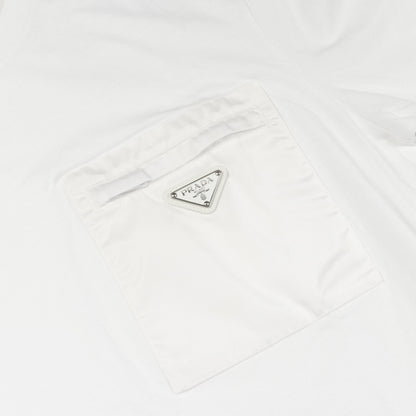 Re-Nylon トライアングルロゴプレート Tシャツ クルーネック コットン ホワイト プラダ トップス PRADA