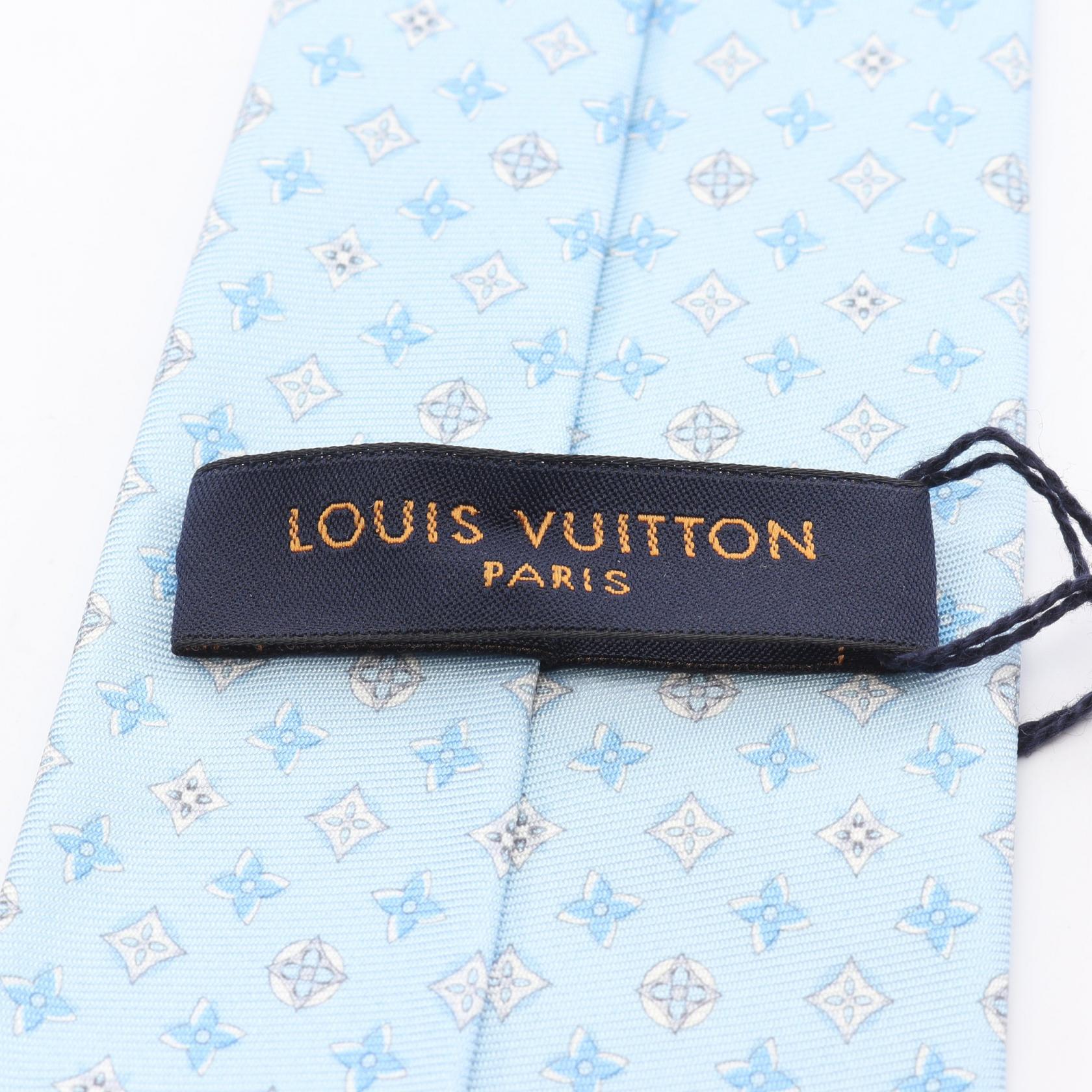 モノグラム ネクタイ 総柄 シルク ライトブルー ルイヴィトン – RECLO