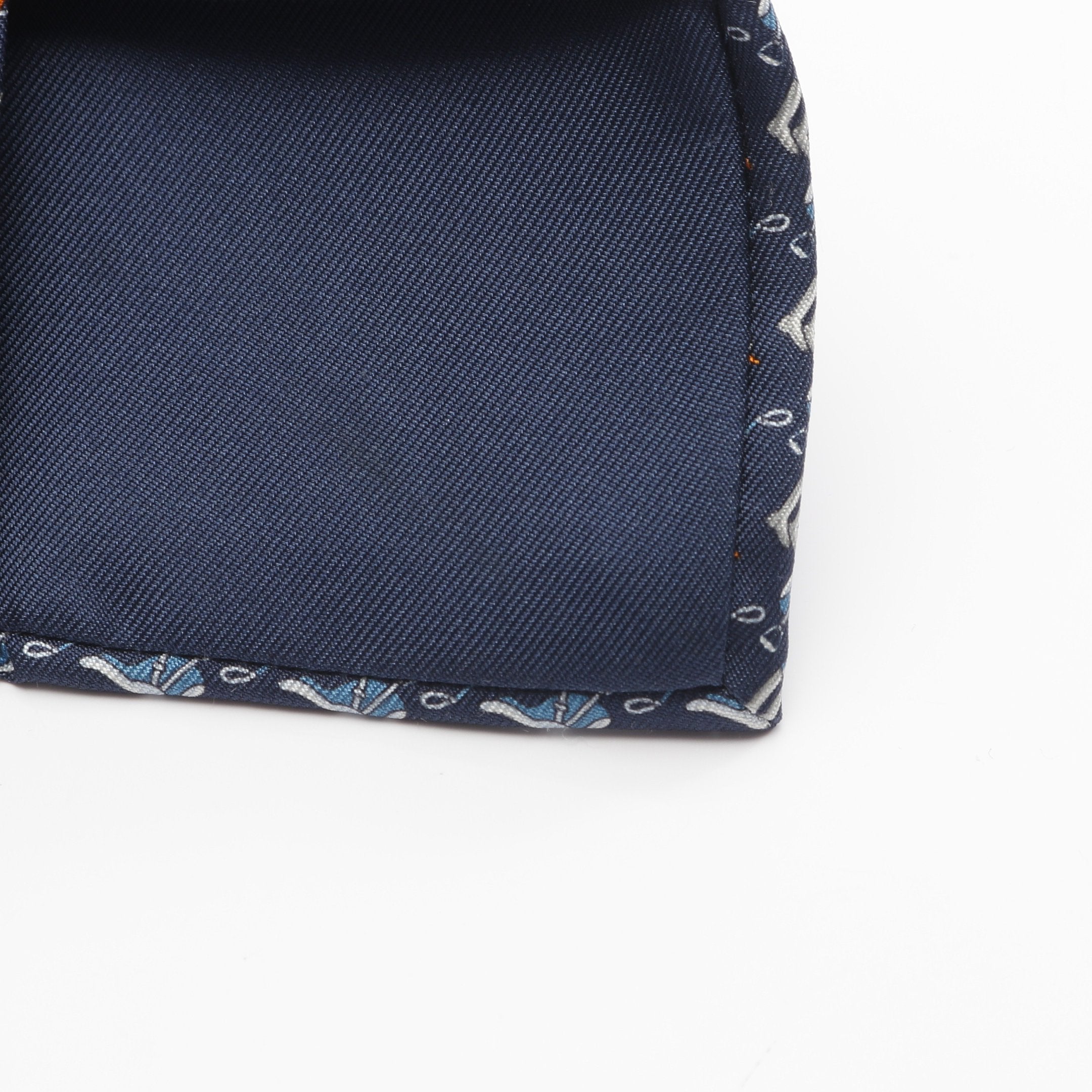 TENUE DE JOCKEY ネクタイ シルク ネイビー オレンジ エルメス – RECLO