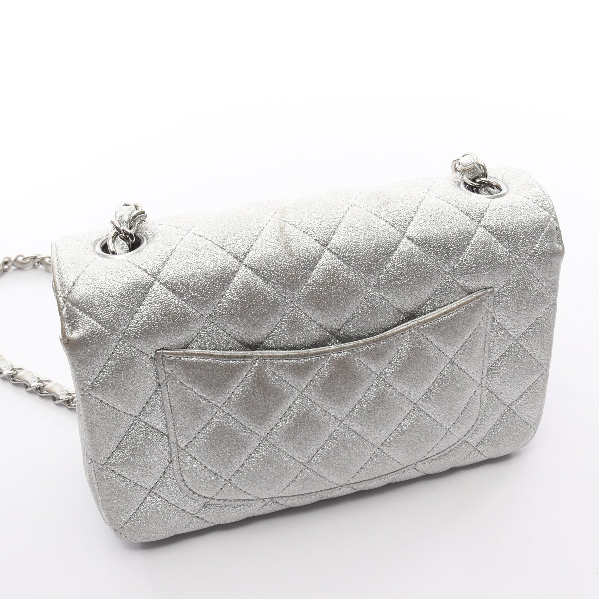 ミニマトラッセ20 チェーンショルダーバッグ レザー シルバー シルバー金具 シャネル バッグ CHANEL