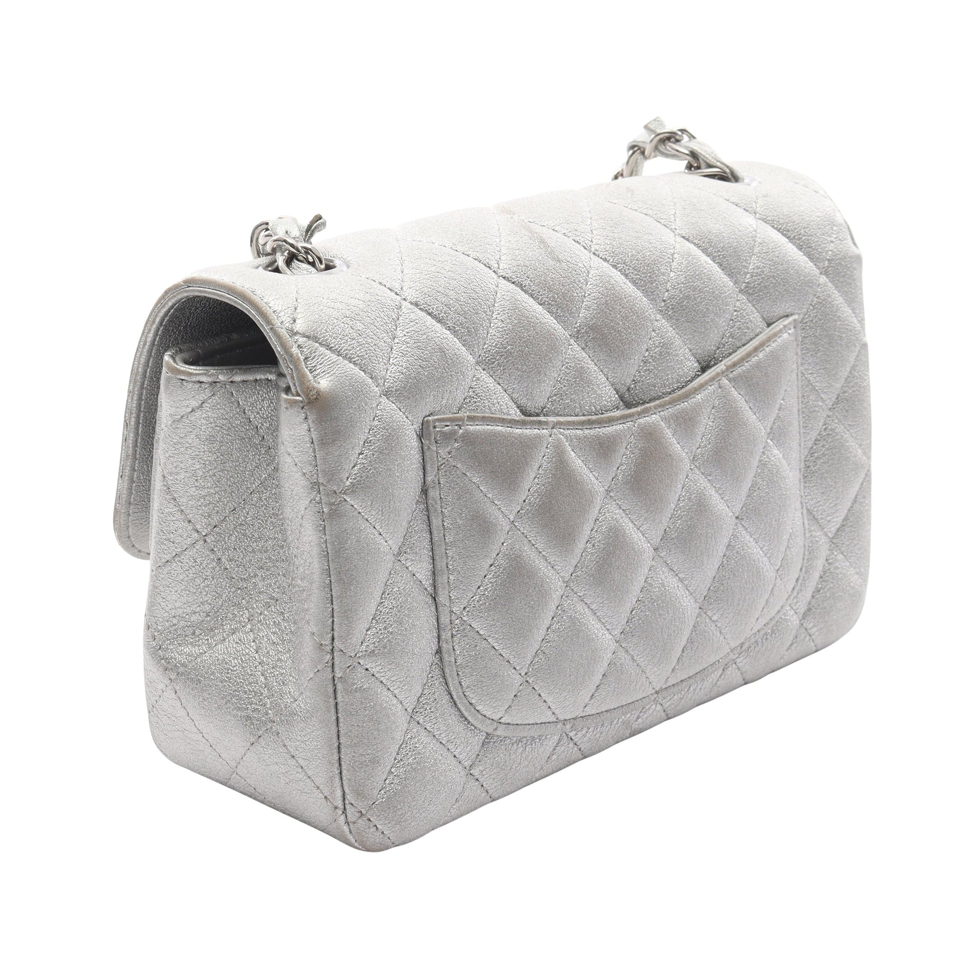 ミニマトラッセ20 チェーンショルダーバッグ レザー シルバー シルバー金具 シャネル バッグ CHANEL