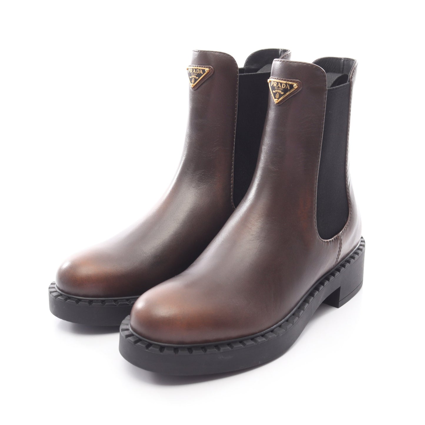 チェルシー ブーツ レザー ブラウン プラダ シューズ PRADA
