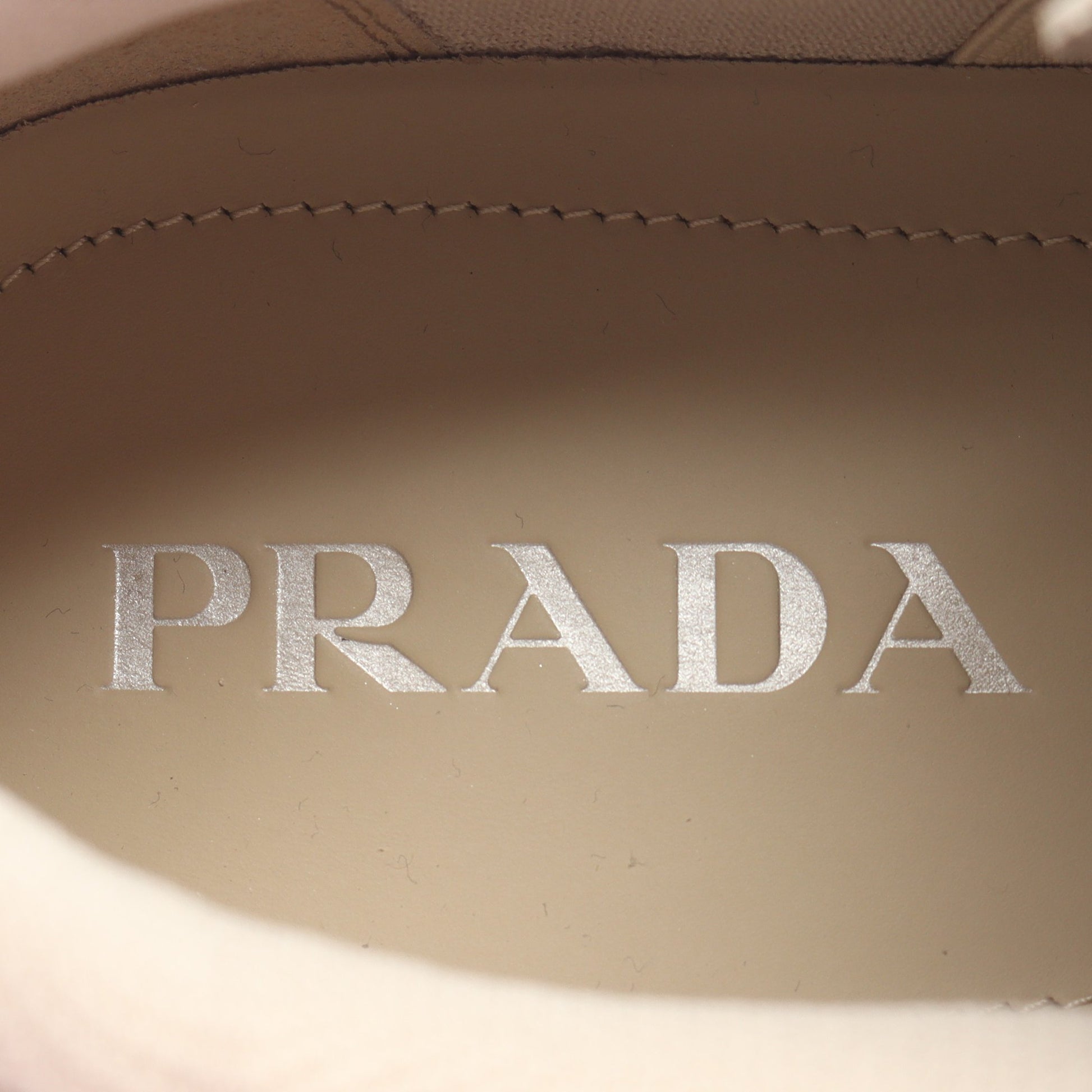 システム スニーカー レザー ファブリック ベージュ プラダ シューズ PRADA