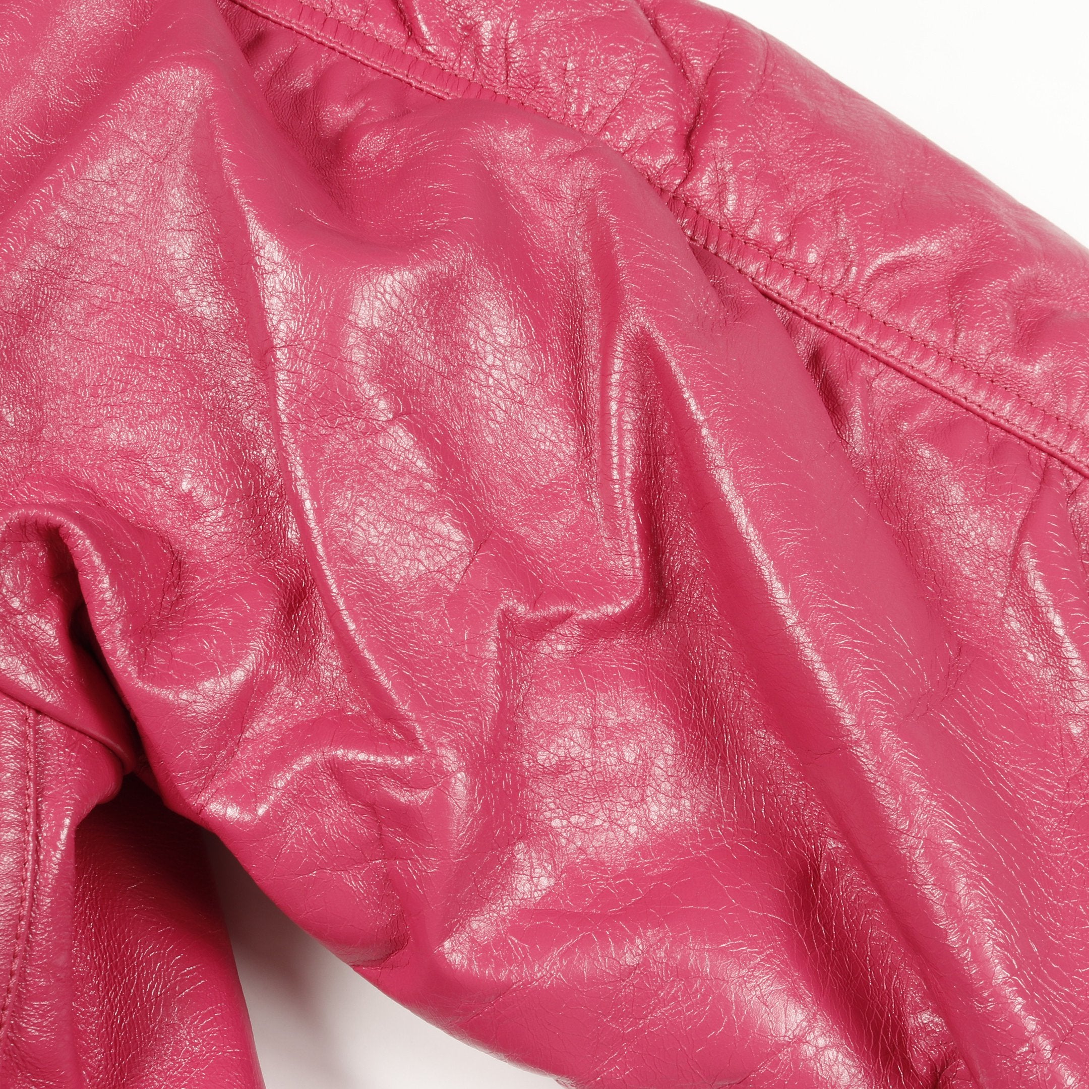 ナッパレザー ボンバージャケット レザー ピンク 三角プレート プラダ