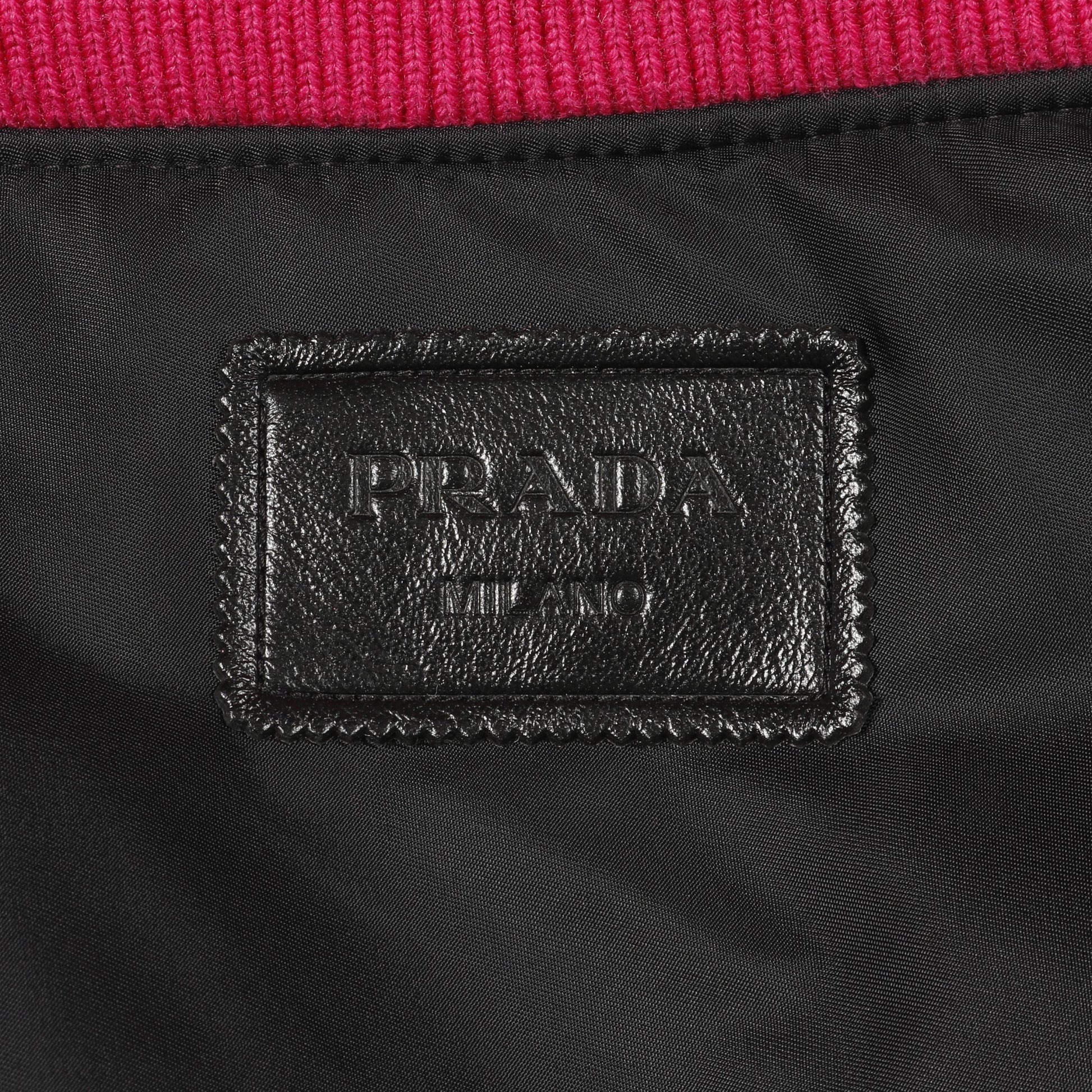 ナッパレザー ボンバージャケット レザー ピンク 三角プレート プラダ アウター PRADA