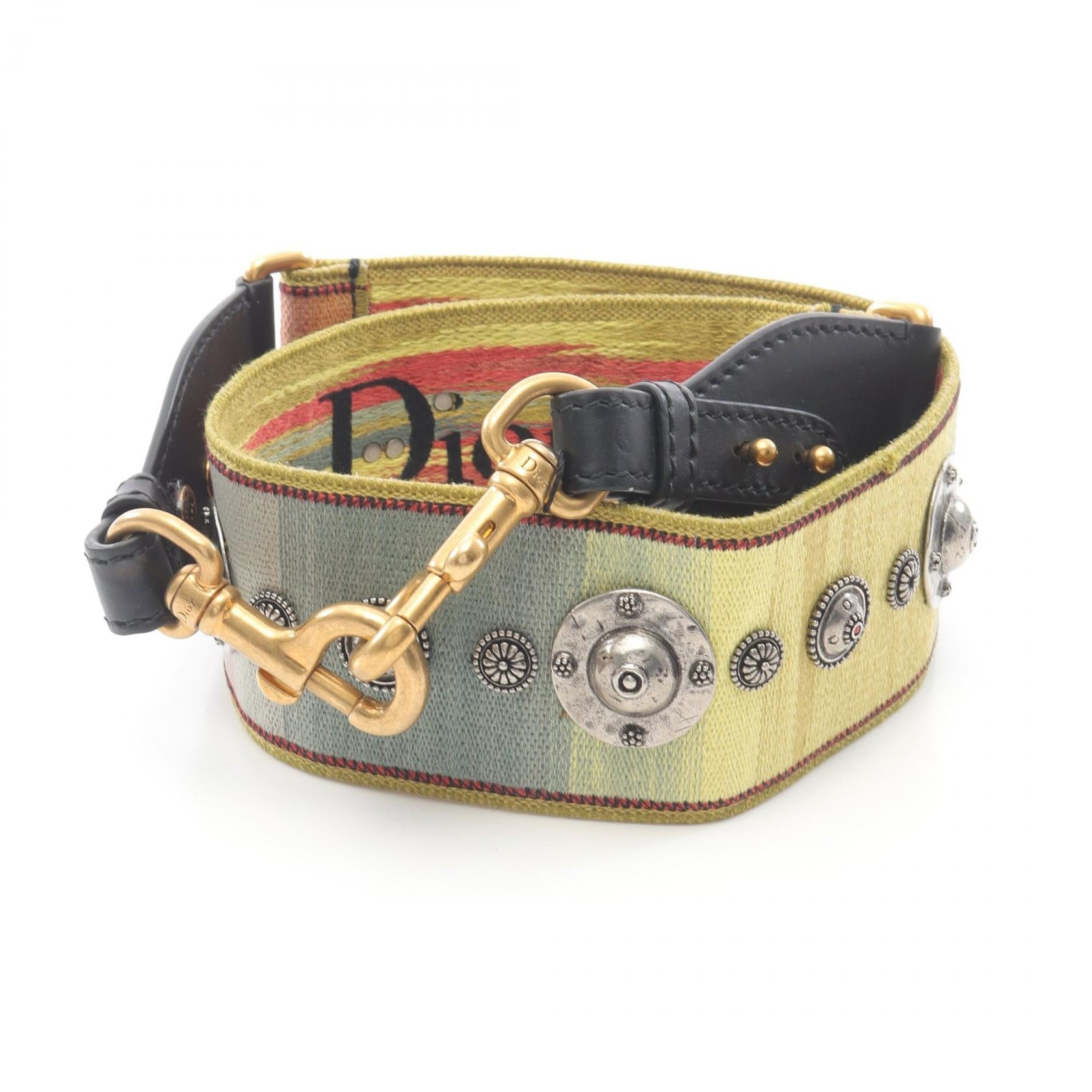 メダリオン エンブロイダリー ショルダーストラップ キャンバス レザー