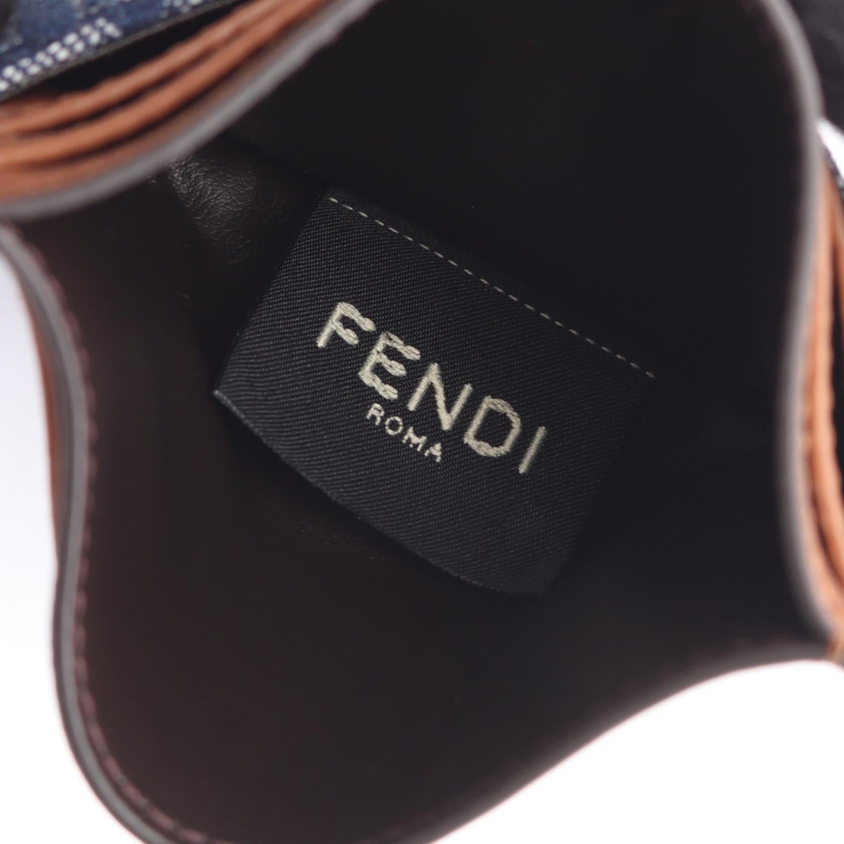 FFジャガード カードケース キャンバス レザー ブルー ブラウン  