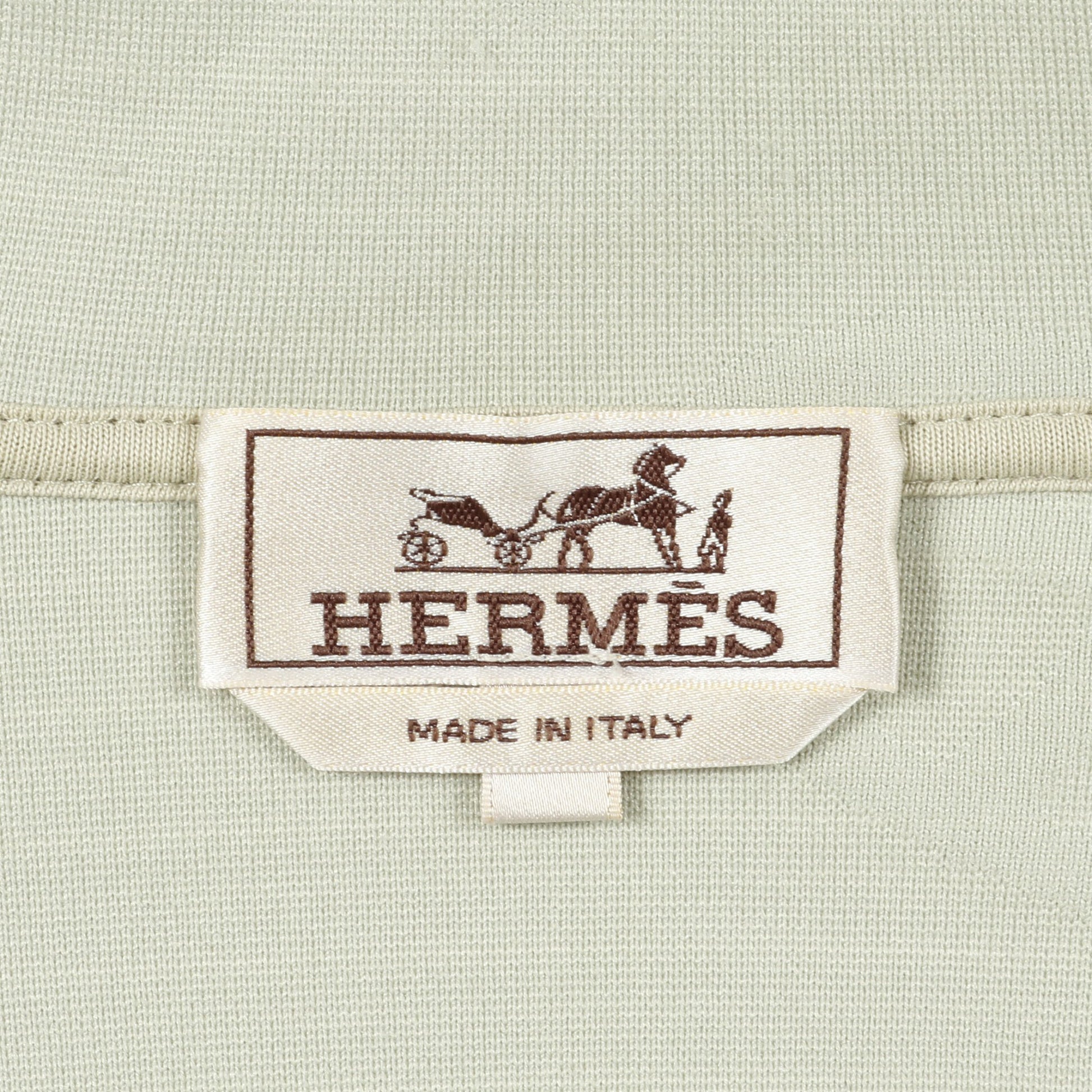 シェーヌダンクル ジップアップパーカー ナイロン コットン ライトグリーン エンボス加工 エルメス トップス HERMES