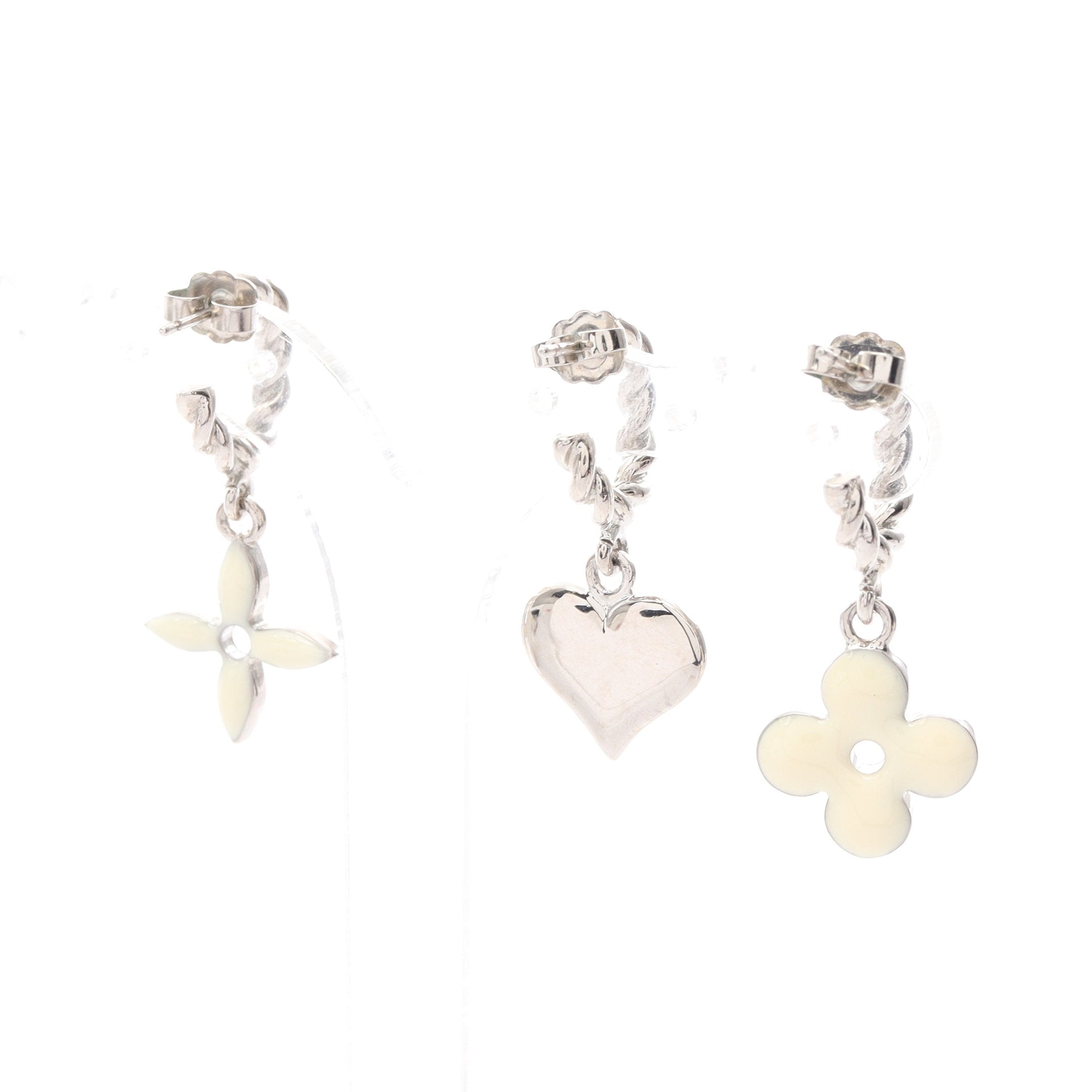 ルイヴィトン ブークル ドレイユ スウィート モノグラム ピアス 3個セット　白 ブークル ドレイユ スウィートモノグラム ピアス シルバー アイボリー