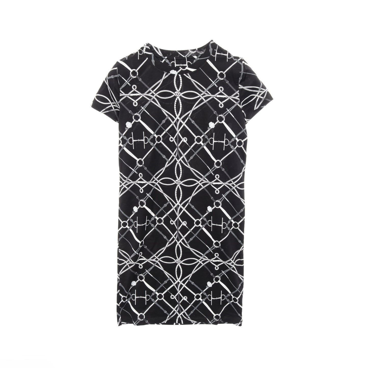 PARCOURS SANS FAUTE Tシャツ ワンピース コットン ブラック グレー エルメス ワンピース HERMES