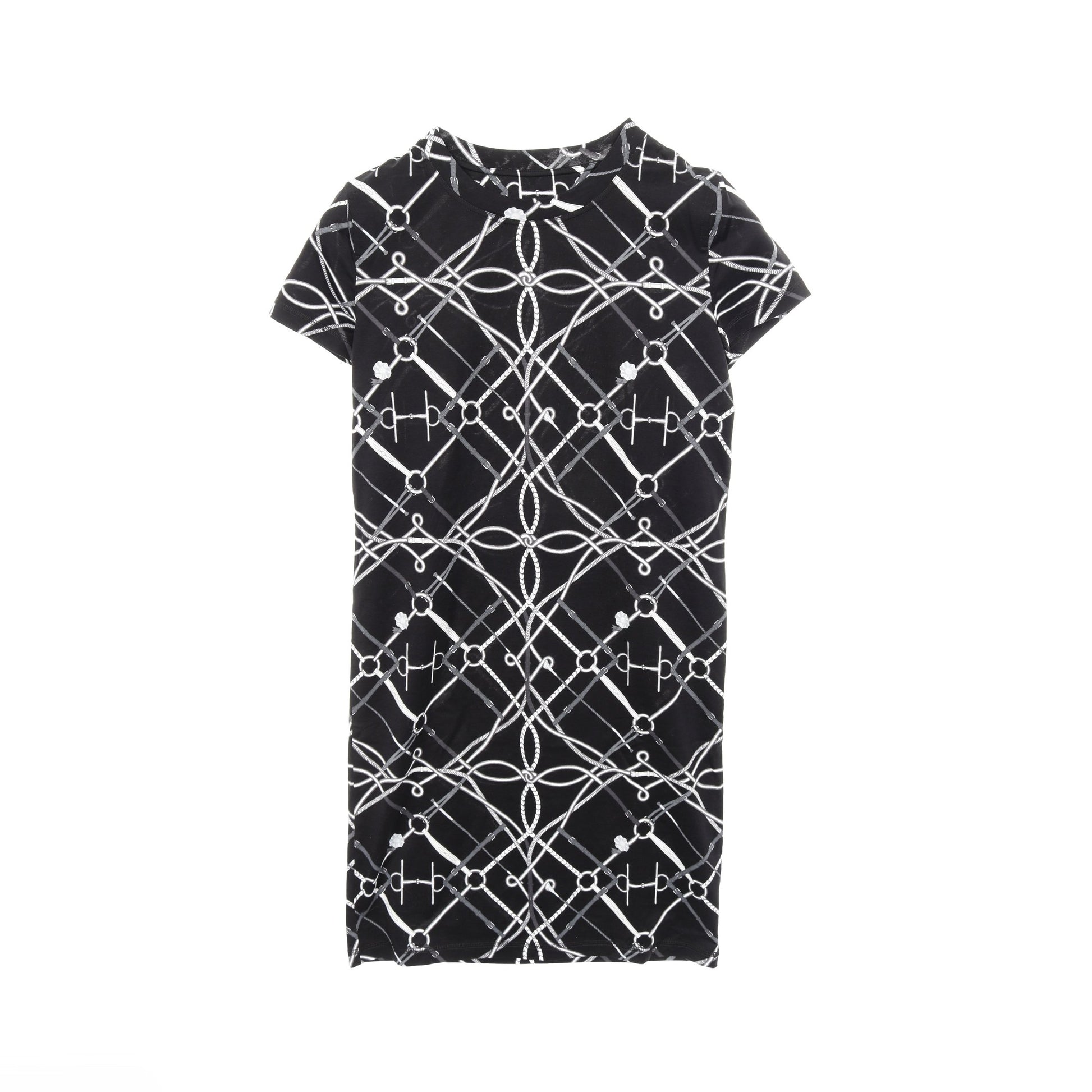 PARCOURS SANS FAUTE Tシャツ ワンピース コットン ブラック グレー エルメス ワンピース HERMES
