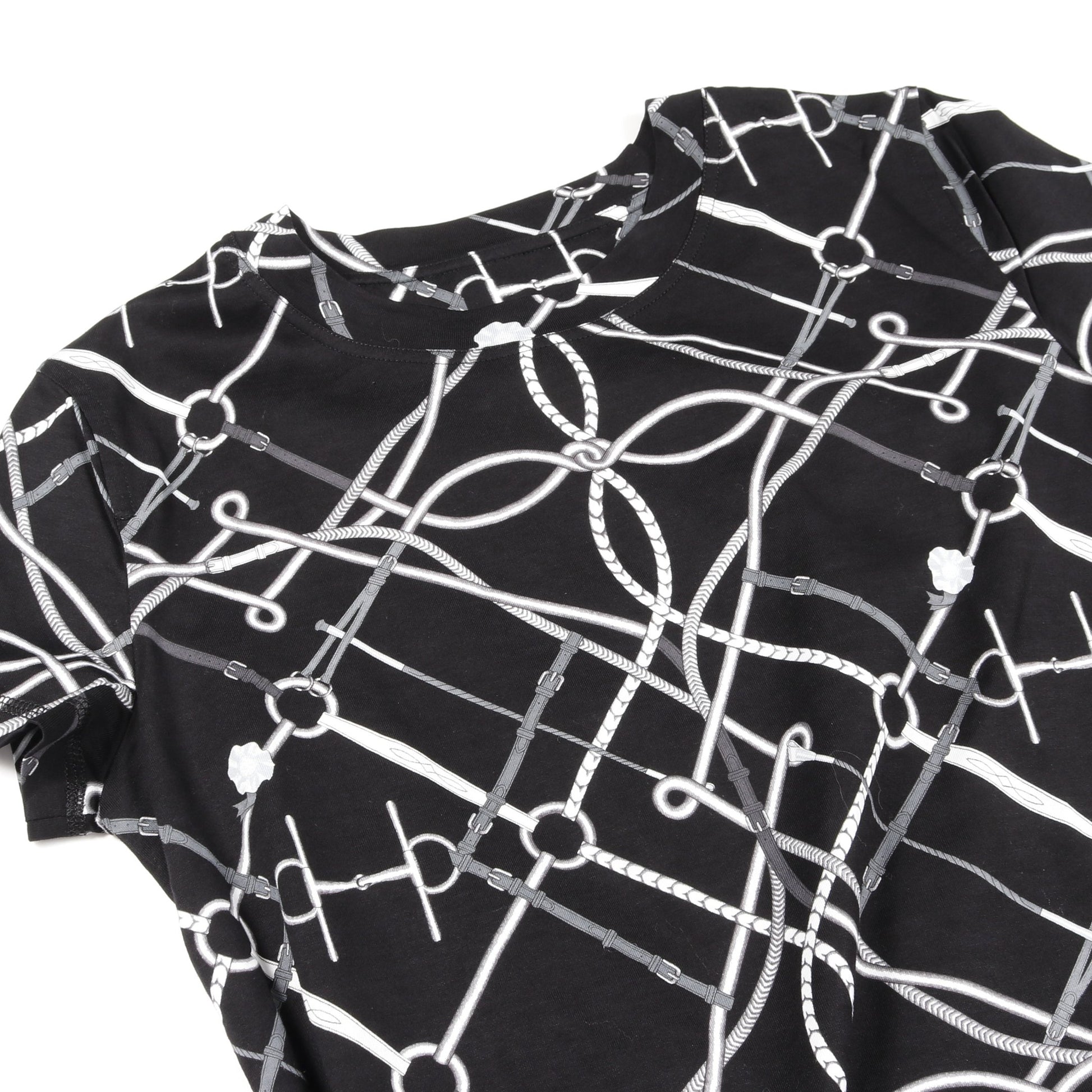PARCOURS SANS FAUTE Tシャツ ワンピース コットン ブラック グレー エルメス ワンピース HERMES