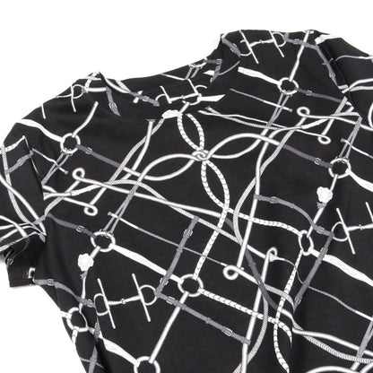 PARCOURS SANS FAUTE Tシャツ ワンピース コットン ブラック グレー エルメス ワンピース HERMES