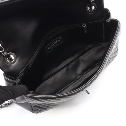 バイアスステッチ Wチェーンショルダーバッグ ラムスキン ブラック シルバー金具 シャネル バッグ CHANEL